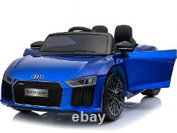 Kids Electric Ride On Car 12v Audi R8 Modèle Et Télécommande Parentale Bleu