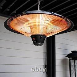 Lanterne chauffante électrique suspendue noire Vaunt avec télécommande pour patio 900w 1200w 2000w