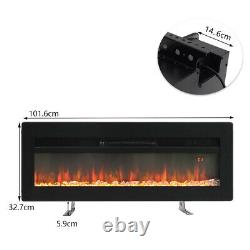 Led Fireplace Mur Encastré Insert Feu Électrique Autonome Avec Télécommande