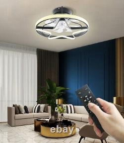 Led Ventilateur De Plafond Lumière Dimmable Télécommande Fonction De Synchronisation 6 Vitesse 65w Noir