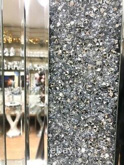 Miroir Broyé Cristal Diamant Cheminée Mur Hung Non Chaleur Led Flammes Glitter