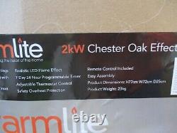New Warmlite Electric Oak Effect Cheminée Avec Télécommande Boxed