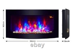 Nouveau 2020 Led Flames 7 Colour Side Lit Truflame Curved Wall Mounted Electric Fire