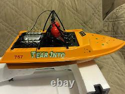Nqd 757-6024 Jaune Tear Into Rc Télécommande Jet Boat Avec Batterie Supplémentaire