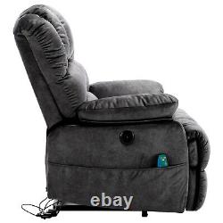 Power Lift Chaise Électrique Riser Massage Inclinateur De Chaleur Avec Télécommande, Gris