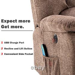Power Lift Chaise Électrique Riser Massage Recliner Avec Télécommande, Brown