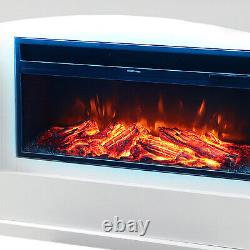 Réchauffeur De Cheminée Électrique De 34 Pouces Blanc Mdf Fire Suite Timer Télécommande 1800w