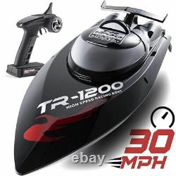 Top Race Remote Control Rc Boat Professional Series Tr-1200 Noir 30 Mph