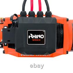 Treuil Rhino électrique 24v 13500lbs avec corde synthétique en Dyneema et télécommande pour guide-câble.