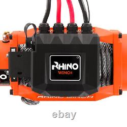 Treuil électrique Rhino 12v 13500lbs avec câble en acier, guide-câble robuste et télécommande