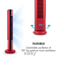 Ventilateur D'air Tour De Conditionnement Portative Télécommande Oscillante 50w 3 Vitesses Rouge