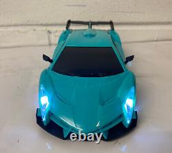 Voiture Lamborghini télécommandée à radio avec lumières LED 1/22 rechargeable en boîte bleue