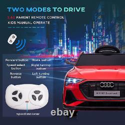 Voiture électrique pour enfants Audi avec télécommande, ceinture de sécurité, lumières, musique, rouge, 4-8 ans