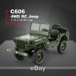 Willys Jeep Off Route Radio Télécommande Rc Camion Réservoir 4 Roues Motrices Militaire De L'armée 2.4ghz
